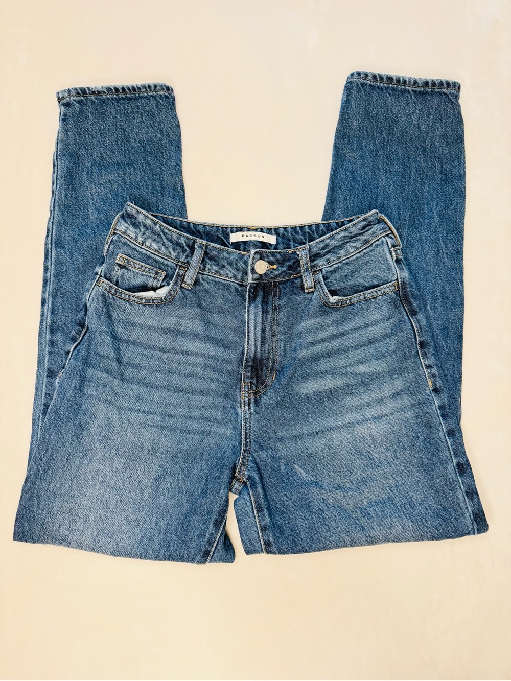 PacSun High-Rise Medium Blue Straight Leg Jeans Mom Jean